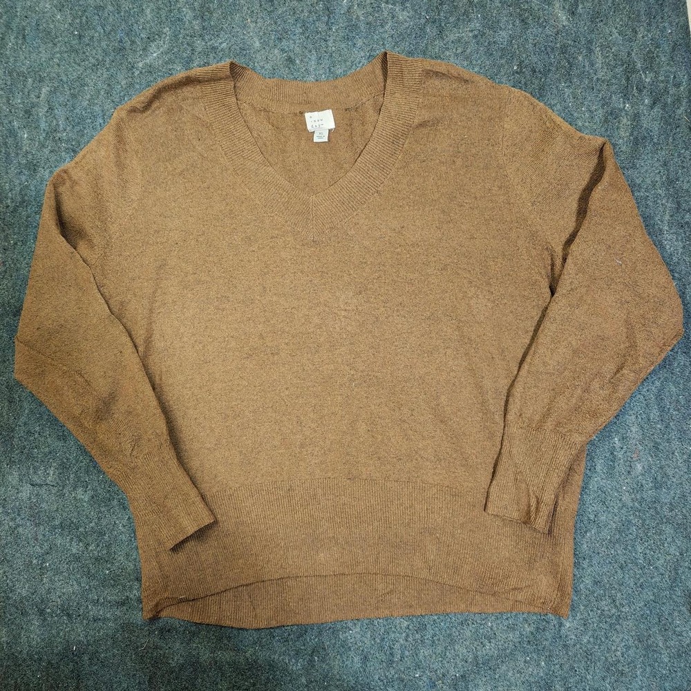 A New Day Brown V Neck Sweater Womens XL Recycled Polyester Knit Pullover